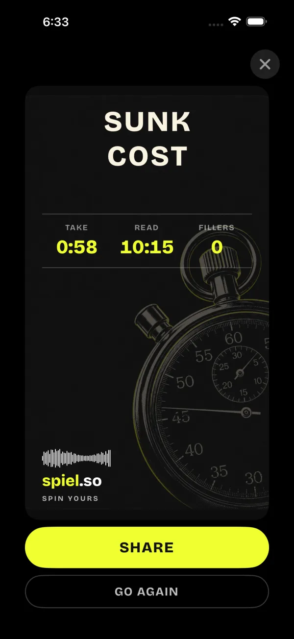 The results screen